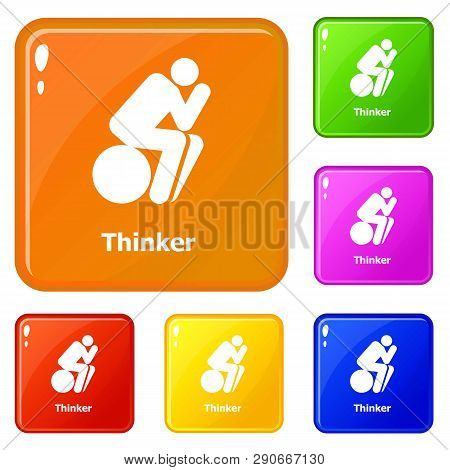 Thinker Icons Set Collection Vector 6 Color Isolated On White Background