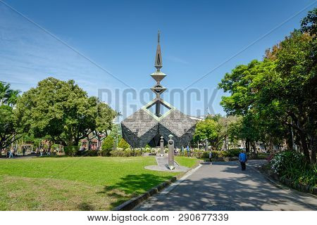 Taipei, Taiwan - March 2019: 228 Memorial Park With The Massacre Monuments. 228 Memorial Park Is Loc