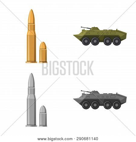 Vector Illustration Of Weapon And Gun Symbol. Collection Of Weapon And Army Vector Icon For Stock.