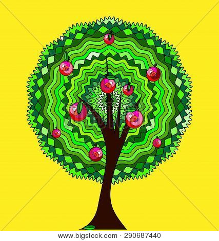 Yellow Background And The Abstract Apple Tree