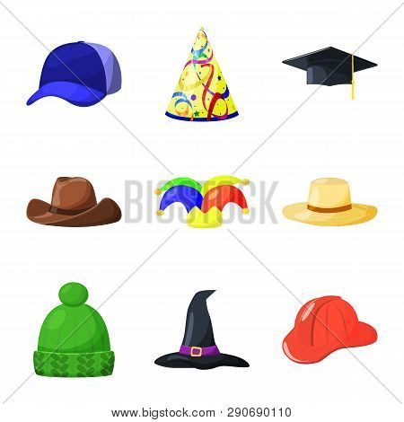 Vector Design Of Headgear And Napper Icon. Collection Of Headgear And Helmet Vector Icon For Stock.