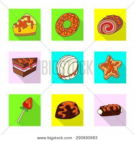 Isolated Object Of Confectionery And Culinary Symbol. Set Of Confectionery And Colorful Stock Vector