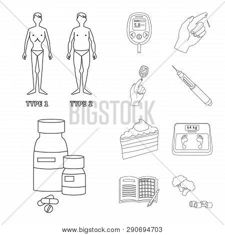 Isolated Object Of Mellitus And Diabetes Symbol. Collection Of Mellitus And Diet Vector Icon For Sto