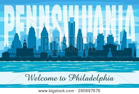 Philadelphia Pennsylvania City Skyline Vector Silhouette