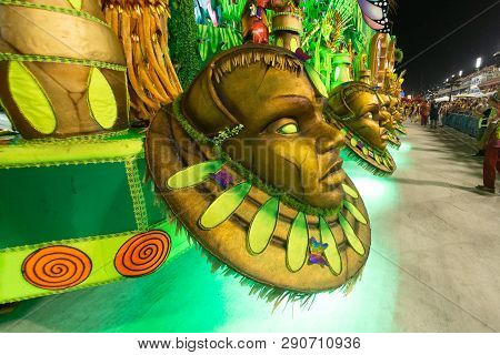 Rio, Brazil - March 02, 2019: Estacio De Sa During The Carnival Samba School Carnival Rj