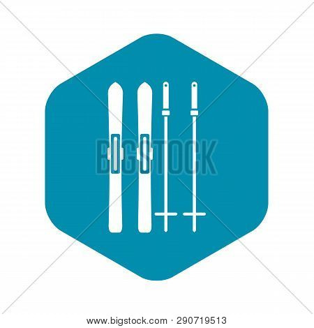 Skis And Ski Poles Icon In Simple Style Isolated Vector Illustration