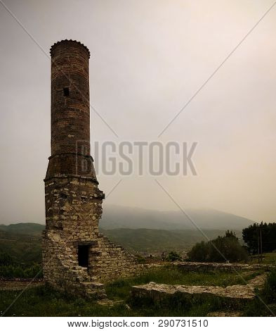 Exterior View To Ruined Xhamia E Kuqe Aka Red Mosque At Berat Fortress In Berat, Albania