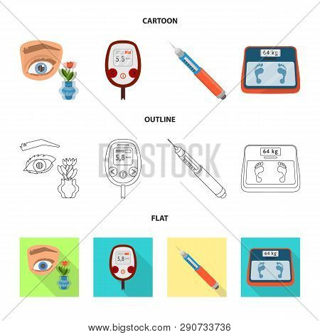 Vector Design Of Diet And Treatment  Logo. Set Of Diet And Medicine Vector Icon For Stock.