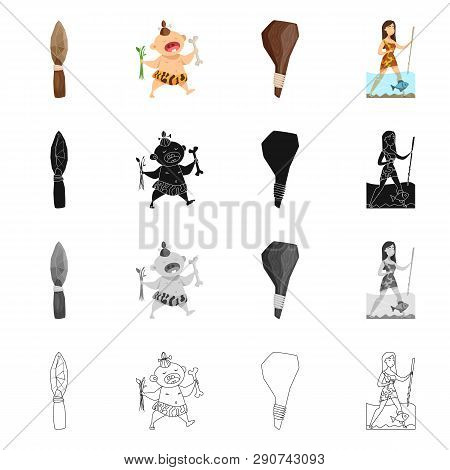 Vector Illustration Of Evolution  And Prehistory Icon. Set Of Evolution  And Development  Stock Symb