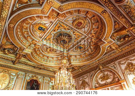 Interiors And Details Of Castle Of Fontainebleau, France