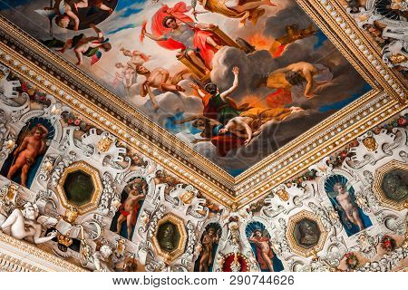 Interiors And Details Of Castle Of Fontainebleau, France