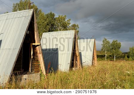 Altai Region, Russia - September 3, 2018: Abandoned Tourist Complex 