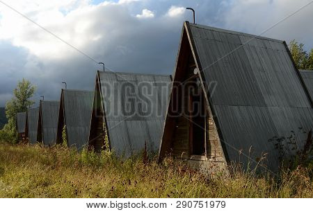 Altai Region, Russia - September 3, 2018: Abandoned Tourist Complex 