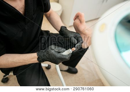 Podology, Treatment Of Damaged Areas Of The Foot, Beauty Salon, Doctor And Patient, Personal Hygiene