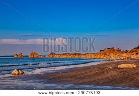 Wild Rocky Beach In Brittany On Armor Coastline.