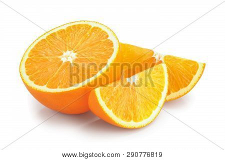 Orange Fruit Slice Isolated On White Background