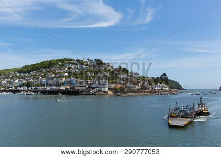 Dartmouth Devon View Of Kingswear And Car Ferry Across The River Dart In Beautiful Spring Weather