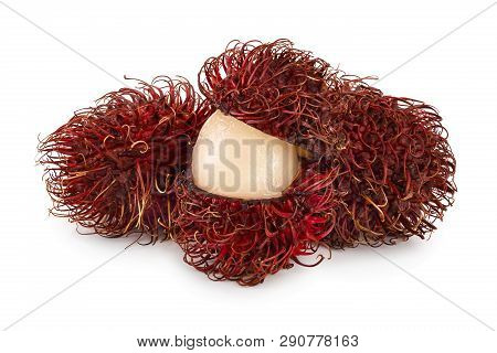 Rambutan Isolated On White Background. Tropical Fruit. Nephelium Lappaceum