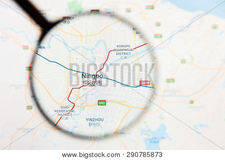 Los Angeles, California, Usa - 15 March 2019: Ningbo, China City Visualization Illustrative Concept 