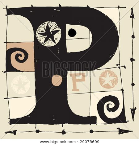 hand dras vektor ABC, doodle P