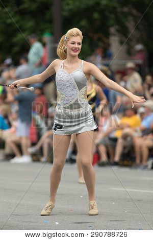 Indianapolis, Indiana, Usa - May 26, 2018, Purdue University Cheerleaders Perform At The Indy 500 Pa