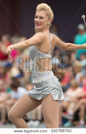 Indianapolis, Indiana, Usa - May 26, 2018, Purdue University Cheerleaders Perform At The Indy 500 Pa