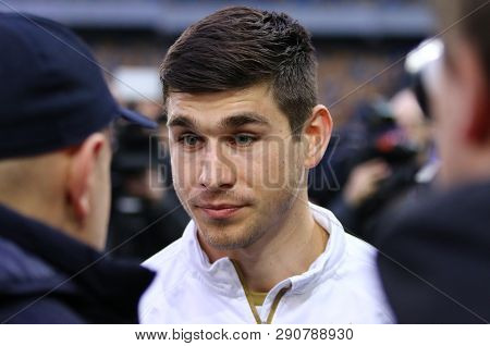 Kyiv, Ukraine - March 18, 2019: Portrait Of Ukraine National Football Team Player Ruslan Malinovskyi