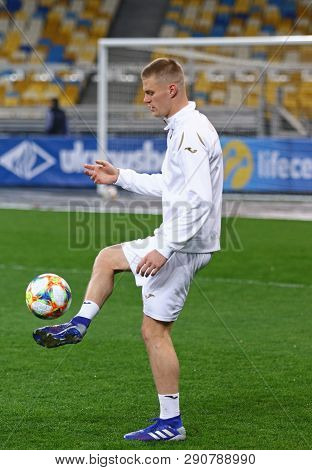 Kyiv, Ukraine - March 18, 2019: Mykyta Burda Of Ukraine National Football Team In Action During The 