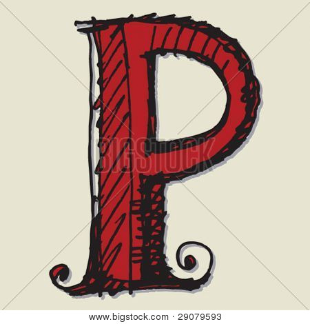 Doodle ABC, hand dras bokstaven P