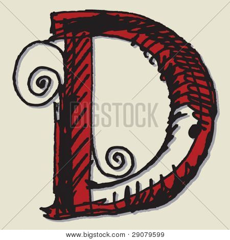Doodle ABC, mano dibujada letra D