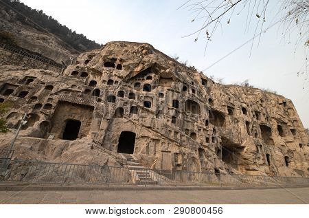 Luoyang, Henan/china- January 19, 2019:  Longmen Grottoes Is One Of The 3 Major Buddhist Caves Of Ch