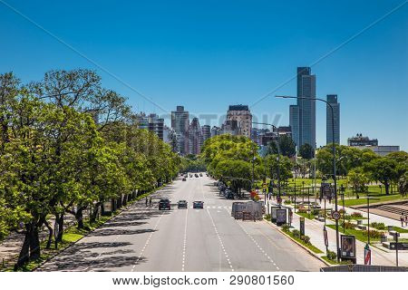 Buenos Aires Argentina - Dec 25, 2018: Av. Pres. Figueroa Alcorta in Buenos Aires, Argentina.