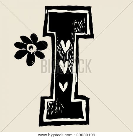 alphabet du charbon de bois, j'ai doodle