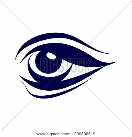 Illustration Of Abstract Human Eye Icon On White Background. Sketch For Hipster T-shirt Design, Vint