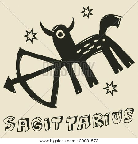 archaistic horoskop, hand dras Stjärntecken skytten