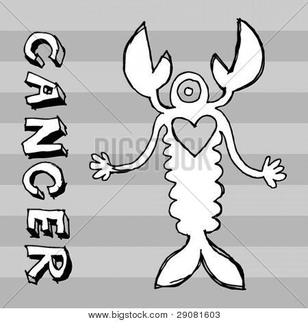 archaistic horoskop, hand dras stjärntecken cancer