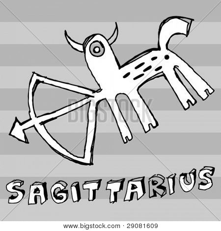 archaistic horoskop, hand dras Stjärntecken skytten