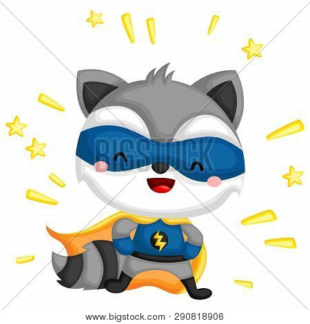 A Vector Of A Raccoon Dressed As Superhero