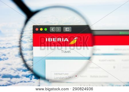 Los Angeles, California, Usa - 21 March 2019: Illustrative Editorial Of Iberia Website Homepage. Ibe