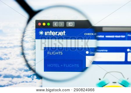 Los Angeles, California, Usa - 21 March 2019: Illustrative Editorial Of Interjet Website Homepage. I