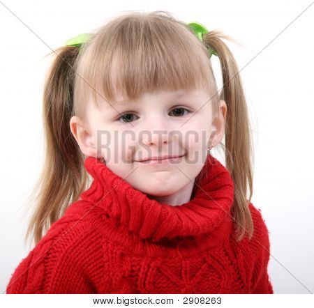 Little Girl In Cardigan rosso