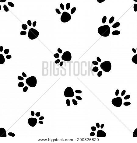 Seamless Pattern With Cats Steps From Summer Time.