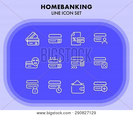 Homebanking Line Icon Set. Set Of Line Icons On White Background. Accountancy Concept. Purse, Percen