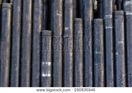 Offshore Industry Oil And Gas Production Petroleum Pipeline. Downhole Drilling Rig. Laying The Pipe 
