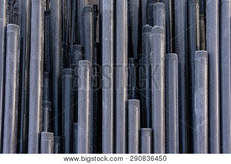 Offshore Industry Oil And Gas Production Petroleum Pipeline. Downhole Drilling Rig. Laying The Pipe 