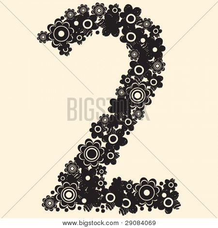 花の数字、装飾的な数 2