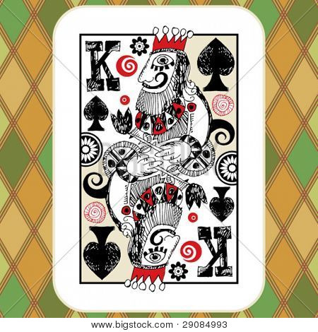 มือวาดสำรับไพ่ จดคิงโพดำ