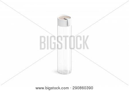 Blank White Glass Sport Bottle Mockup, Isolated, Side View, 3d Rendering. Empty Transparent Containe
