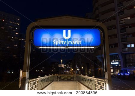 Berlin, Germany - December 18, 2017: Spittelmarkt Station In Berlin Subway Located Near To The Spree