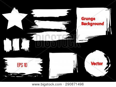 White Paint Ink Brush Strokes, Brushes, Lines. Grungy Collection. Dirty Design Elements. Brush Star,